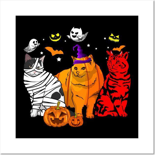 Funny Cat Halloween Costume Gift T-shirt Wall Art by Bensonn